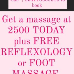Get any type of massage at 2500 TODAY plus FREE REFLEXOLOGY or FOOT MASSAGE within Nairobi at your place.  Call +254718659310  WhatsApp wa.me/254718659310  Website www.nairobimasseuse.co.ke  #massage #nairobi #massagenairobi #outcallmassagebymaureen #outcallmassage #homemassage  @outcallmassagebyMaureen